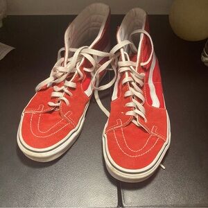 Vans Red Suede Sneakers with White Accents